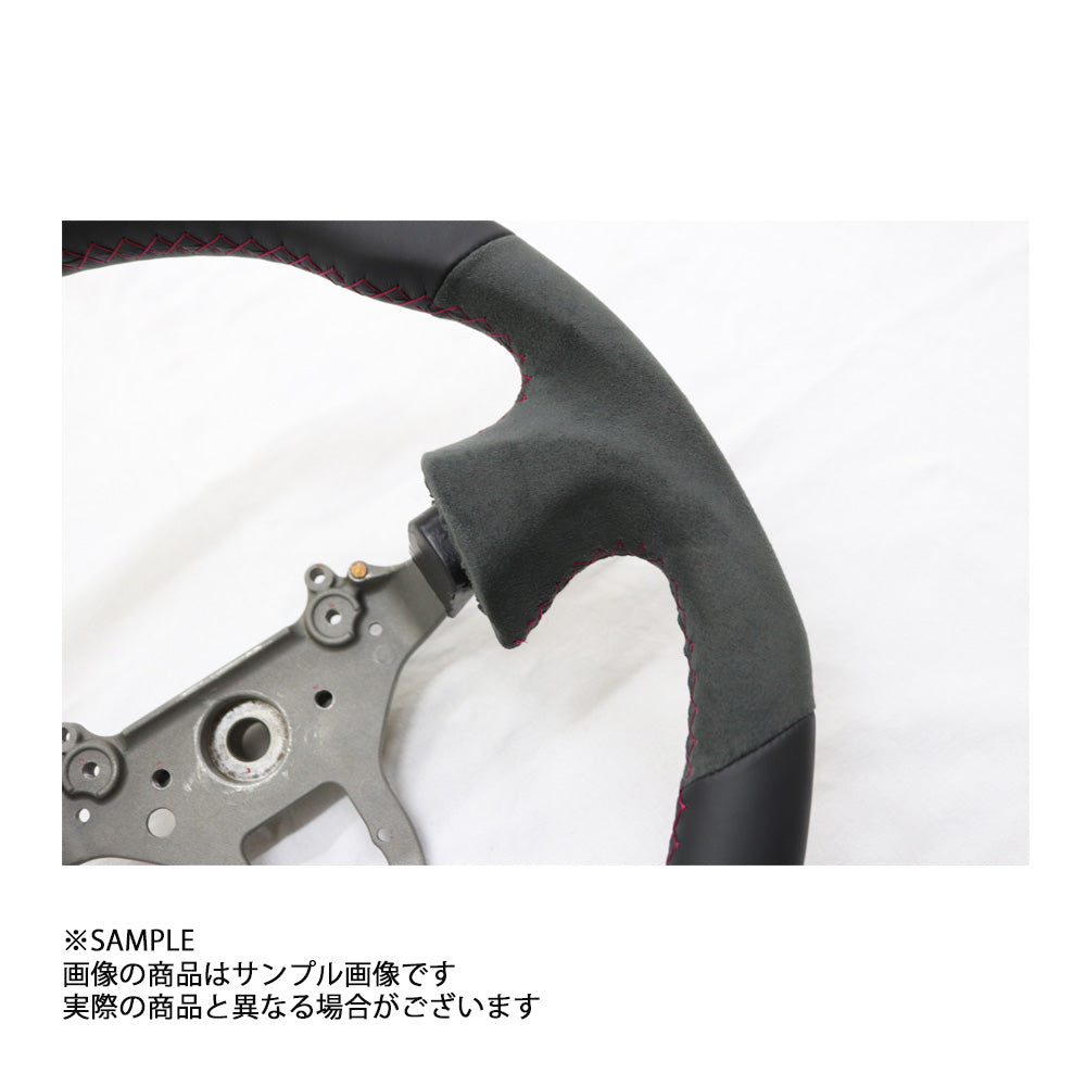 MINE'S レザー ステアリング 355mm D型 レッド ステッチ - BNR34 ##875111001