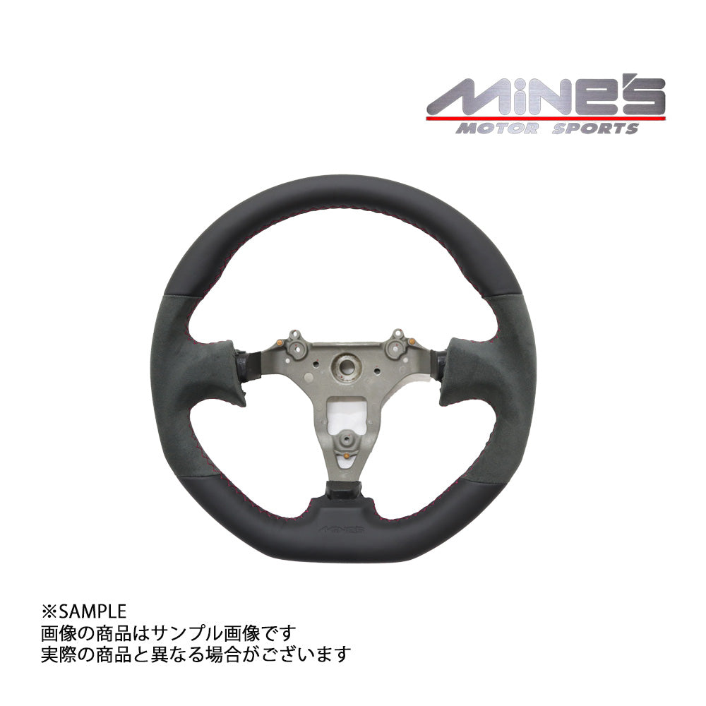 MINE'S レザー ステアリング 355mm D型 レッド ステッチ - BNR34 ##875111001