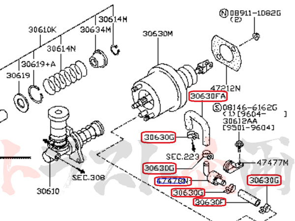 ◆ ★ 日産 純正品 クラッチマスターホース & チェックバルブ クランプ付 スカイライン GT-R BCNR33 ##663121493S1